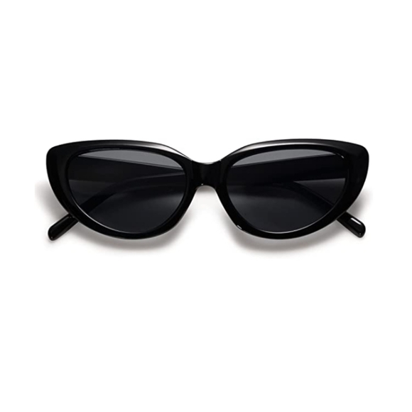 New Black Cat Eye Sunglasses Retro 90s Nude Trendy Chunky UV400 Shades - Picture 2 of 5